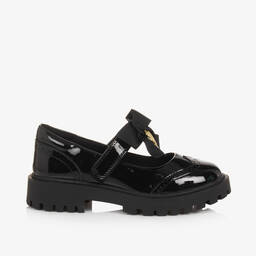 Angel's Face-حذاء جلد صناعي لامع لون أسود للبنات | Childrensalon