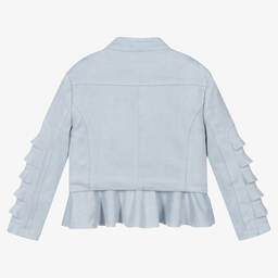 Angel's Face-جاكيت بايكر شامواه صناعي لون أزرق فاتح للبنات | Childrensalon