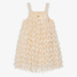 Angel's Face-Платье из тюля с пайетками цвета шампанского для девочек | Childrensalon