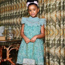 Angel's Face-فستان بنات مزين بالترتر لون أخضر | Childrensalon