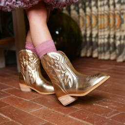 Angel's Face-Ковбойские сапоги золотистые из искусственной кожи для девочек | Childrensalon