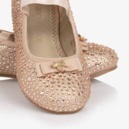 Angel's Face-Girls Gold Glitter & Diamanté Ballerina Shoes | Childrensalon