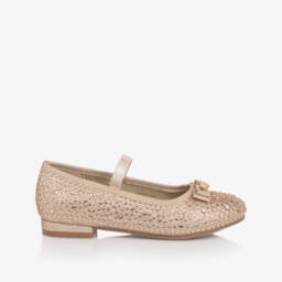 Angel's Face-Girls Gold Glitter & Diamanté Ballerina Shoes | Childrensalon