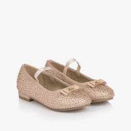 Angel's Face-Girls Gold Glitter & Diamanté Ballerina Shoes | Childrensalon
