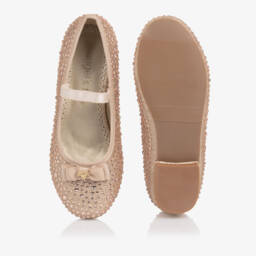 Angel's Face-Girls Gold Glitter & Diamanté Ballerina Shoes | Childrensalon