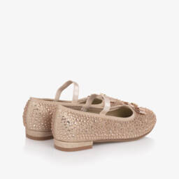 Angel's Face-Girls Gold Glitter & Diamanté Ballerina Shoes | Childrensalon
