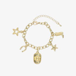 Girls Gold Metal Cowgirl Charm Bracelet