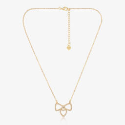 Angel's Face-Girls Gold Plated Bow & Heart Necklace (44cm) | Childrensalon