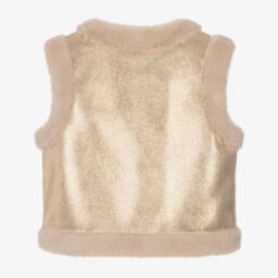 Angel's Face-Girls Metallic Gold Faux Leather Gilet with Faux Fur Trims | Childrensalon
