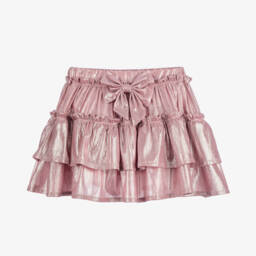 Angel's Face-Girls Metallic Pink Lamé Skirt | Childrensalon