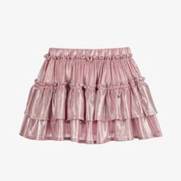 Angel's Face-Girls Metallic Pink Lamé Skirt | Childrensalon