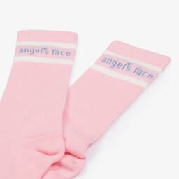 Angel's Face-Girls Pink Cotton Rich Long Socks | Childrensalon