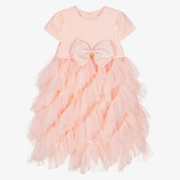 Angel's Face- Girls Pink Cotton & Tulle Dress | Childrensalon