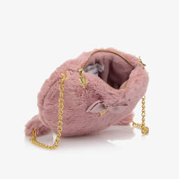 Angel's Face-Girls Pink Faux Fur Heart Bag (20cm) | Childrensalon