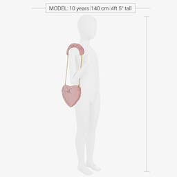 Angel's Face-Girls Pink Faux Fur Heart Bag (20cm) | Childrensalon