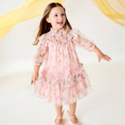 Angel's Face-Girls Pink Floral Tulle Dress | Childrensalon