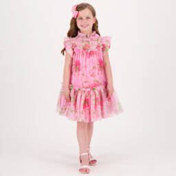 Angel's Face-Girls Pink Floral Tulle Dress | Childrensalon