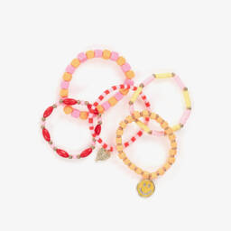 Angel's Face-Girls Pink & Orange Bead Bracelets (5 Pack) | Childrensalon