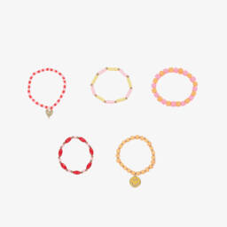Angel's Face-Girls Pink & Orange Bead Bracelets (5 Pack) | Childrensalon