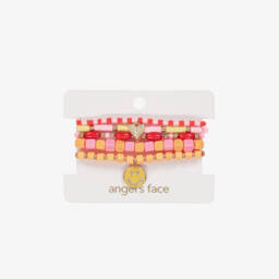 Angel's Face-Girls Pink & Orange Bead Bracelets (5 Pack) | Childrensalon