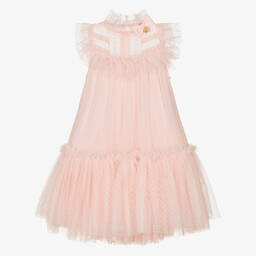 Angel's Face-Girls Pink Spotted Tulle Dress | Childrensalon
