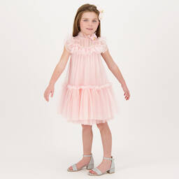 Angel's Face-Girls Pink Spotted Tulle Dress | Childrensalon