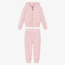 Angel's Face-بدلة رياضية مخمل لون زهري للبنات | Childrensalon