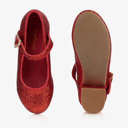 Angel's Face-Girls Red Glitter Bar Shoes | Childrensalon