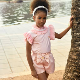 Angel's Face-Girls Rose Gold Jacquard Shorts | Childrensalon