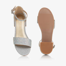 Angel's Face-صندل بكعب لون فضّي مزين بديامنتي للبنات | Childrensalon