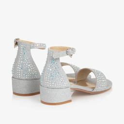 Angel's Face-صندل بكعب لون فضّي مزين بديامنتي للبنات | Childrensalon