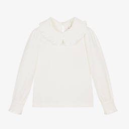 Lapin House-Girls Navy Blue Velveteen Floral Print Skirt | Childrensalon