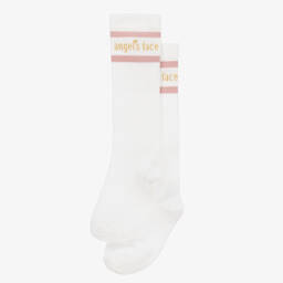 Angel's Face-Girls White Cotton Rich Long Socks | Childrensalon