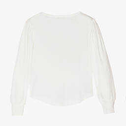 Angel's Face-Girls White Cotton Studded Necklace Top | Childrensalon