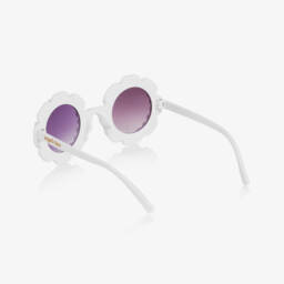 Angel's Face-Girls White Floral Pearl Sunglasses | Childrensalon