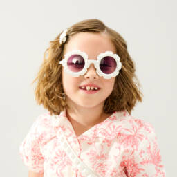 Angel's Face-Girls White Floral Pearl Sunglasses | Childrensalon