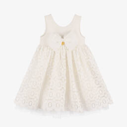 Angel's Face-Girls White Guipure Lace Dress & Bow | Childrensalon