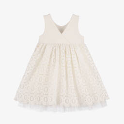 Angel's Face-Girls White Guipure Lace Dress & Bow | Childrensalon