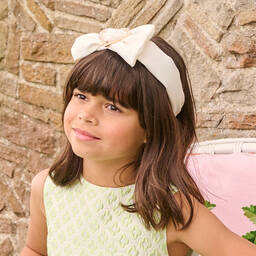 Angel's Face-طوق للشعر بروكاد لون أبيض للبنات | Childrensalon