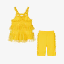 Angel's Face-Girls Yellow Sparkle Tulle Shorts Set | Childrensalon