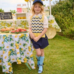 Angel's Face-Navy Blue Bow Heel Sandals | Childrensalon