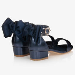Angel's Face-Navy Blue Bow Heel Sandals | Childrensalon