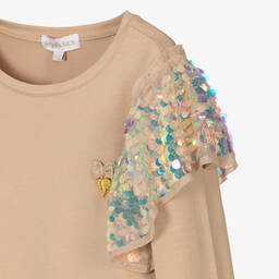 Angel's Face-Teen Girls Beige Sequin Top | Childrensalon