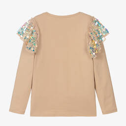 Angel's Face-Teen Girls Beige Sequin Top | Childrensalon