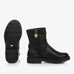 Angel's Face-Teen Girls Black Studded Faux Leather Boots | Childrensalon