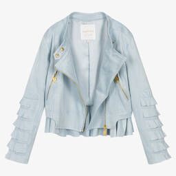 Angel's Face-جاكيت بايكر جلد صناعي لون أزرق | Childrensalon