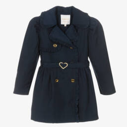 Angel's Face Teen Girls Navy Blue Ruffle Trench Coat Childrensalon