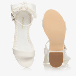 Angel's Face-White Bow Heel Sandals | Childrensalon