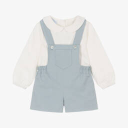 Artesanía Granlei-طقم دنغري قطن لون أزرق وعاجي للمواليد | Childrensalon