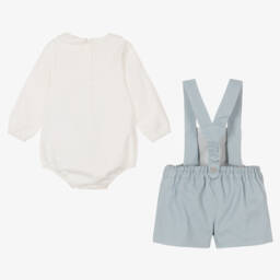 Artesanía Granlei-طقم دنغري قطن لون أزرق وعاجي للمواليد | Childrensalon